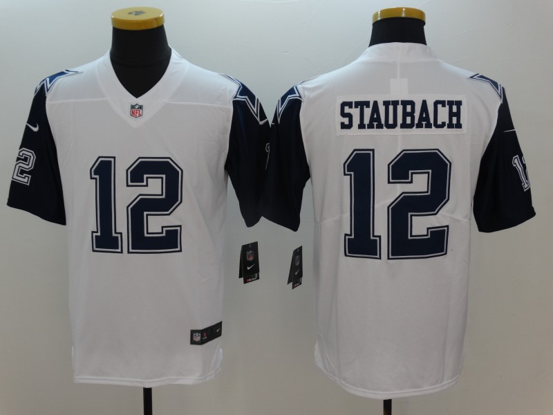 Men's Dallas Cowboys Roger Staubach #12 White Jersey